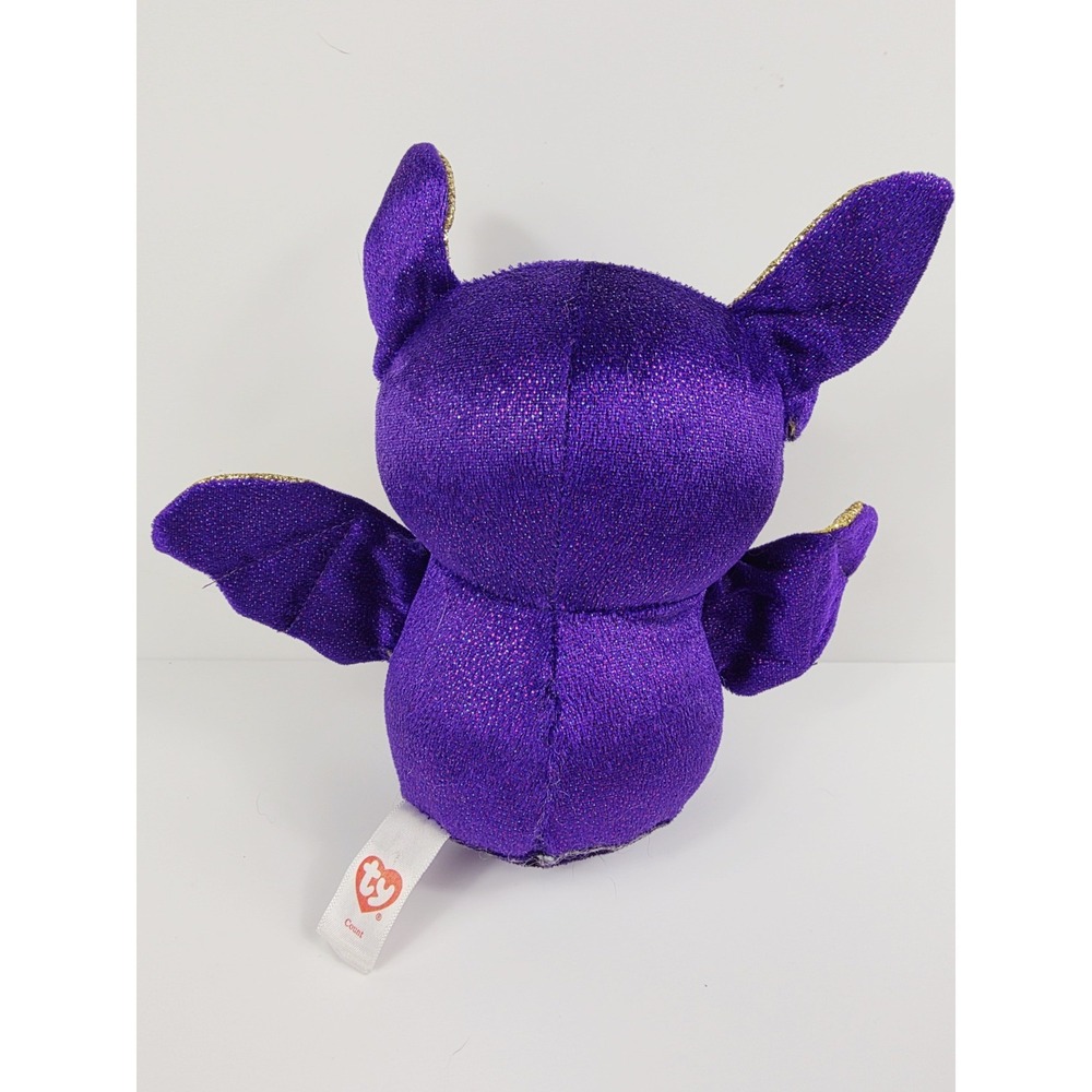 TY Beanie Boos 2018 Count The Purple Bat Yellow Glitter Eyes 6in Stuffed Plush - Picture 2 of 3